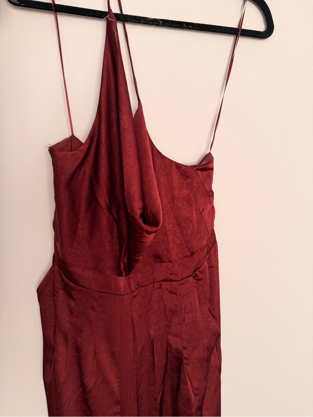 Satin Red Slip Jumper with Cowl Neck